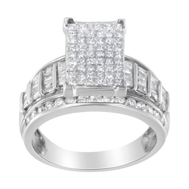 Uplift your style statement with this wonderful Square shaped diamond ring. Fashioned in cool 14kt white gold, this...