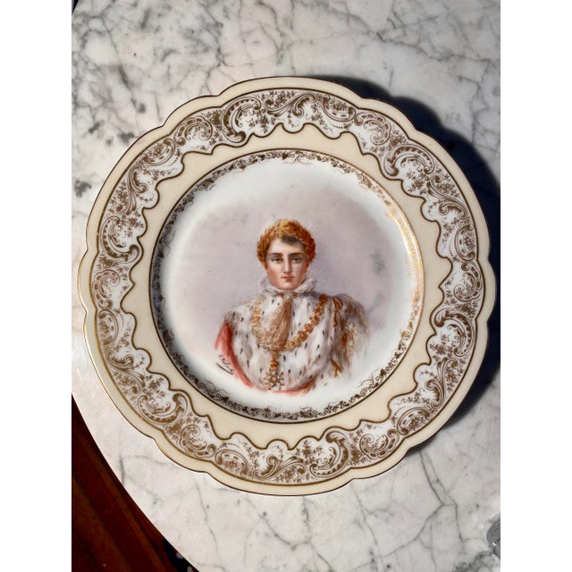 White Mid 19th Century Neoclassical Handpainted Napoleon Severes Chateau Des Tuileries France Plate For Sale - Image 8 of 8