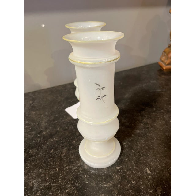 Antique French Pair Opaline Vases Floral For Sale In Phoenix - Image 6 of 8