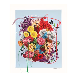 Naomi Florals 3 - Original Colorful Vibrant Floral Sally K Artwork on Paper For Sale