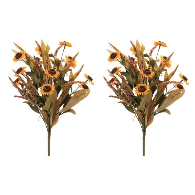 Farmhouse Fall Sunflower & Foliage Bush (Set of 2) For Sale - Image 3 of 3