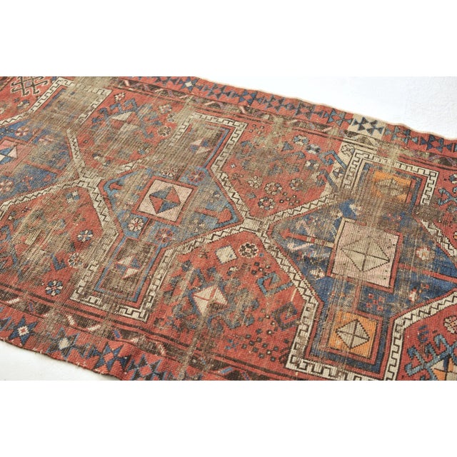 Antique Turkish Tribal Geometric Distressed Rug, 3.7 x 6.6 For Sale - Image 4 of 11