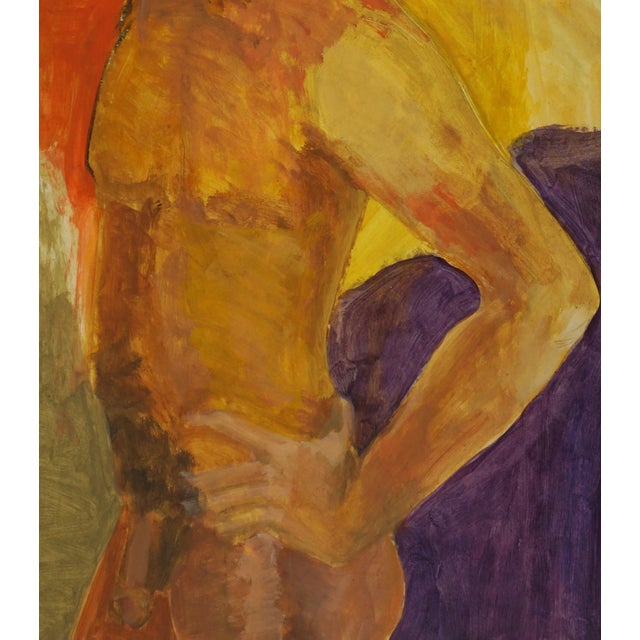 Figurative Portrait of a Nude Male Model Handsome example of a vibrant figurative of a nude male model by Katherine...