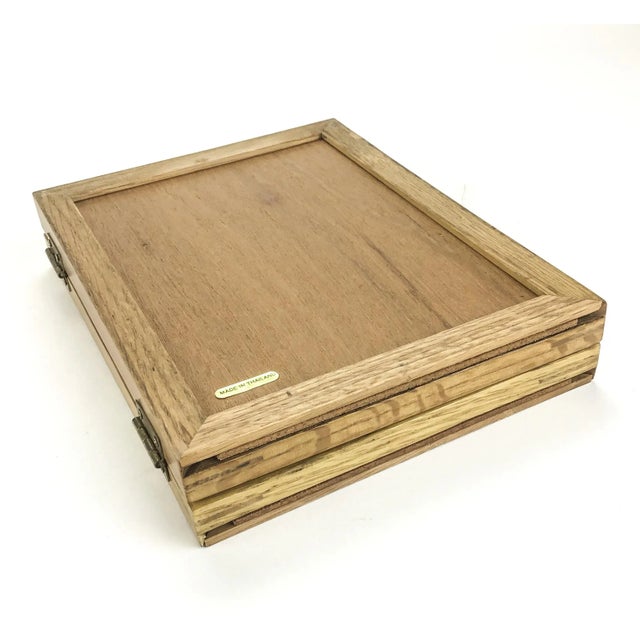 Vintage 5 X 7 Solid Oak Double Photo Frame With Glass For Sale - Image 10 of 11