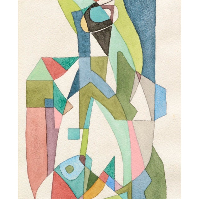 Cream Ellwood Graham "Indian Dance" Abstract Geometric Composition Circa Early 1960s For Sale - Image 8 of 9