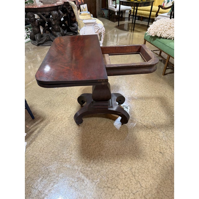 Traditional Antique Empire Fold Over Mahogany Game Table in the Style of Thomas Day For Sale - Image 3 of 12