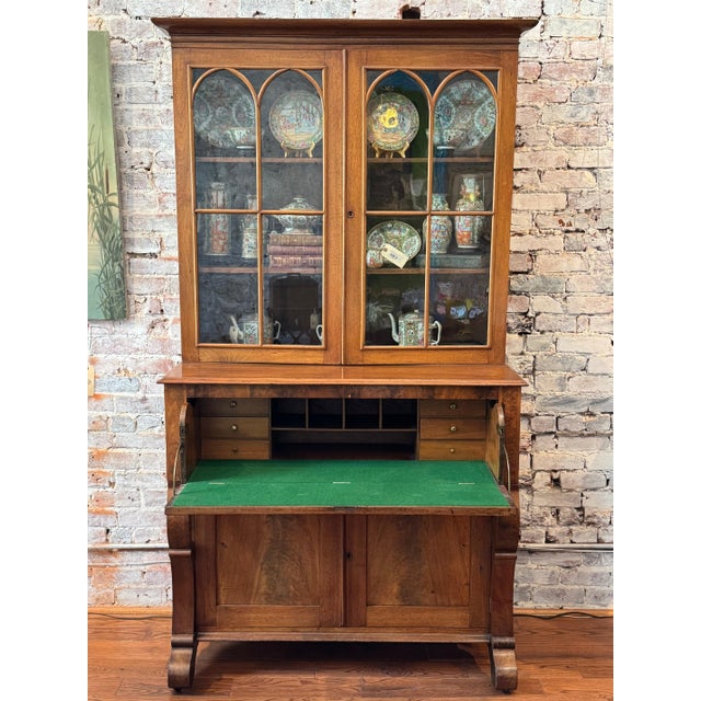 Brown Empire Late 1800's Walnut Butler's Secretary Desk For Sale - Image 8 of 16