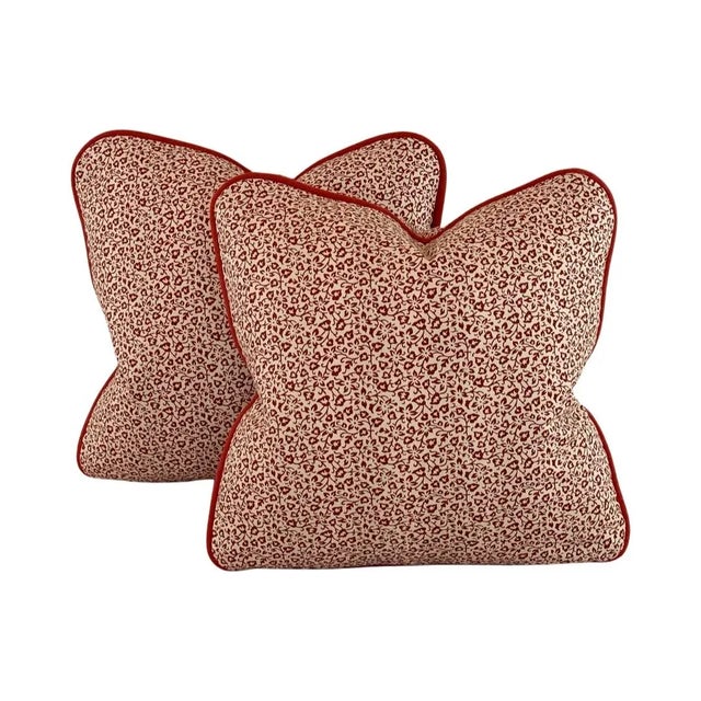 Robert Allen Nautica P Kaufmann Brick Red & Cream Bordeaux Floral Leaf Vine Pillow Covers- 3 Pc Set For Sale In Jacksonville, FL - Image 6 of 8
