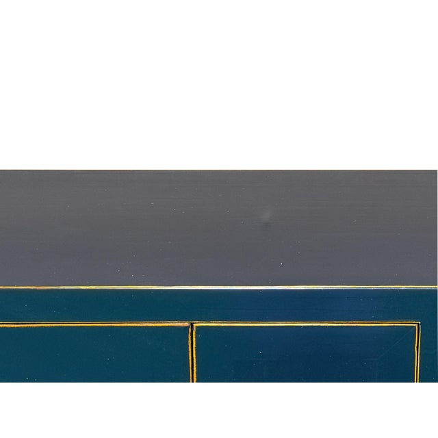 47" Black Wood Grain Pattern 6 Drawers Console Side Altar Table For Sale - Image 9 of 12