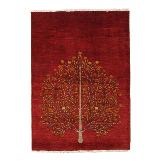 Vintage Hand-Knotted Persian Gabbeh Rug 4'11" X 7'0" For Sale