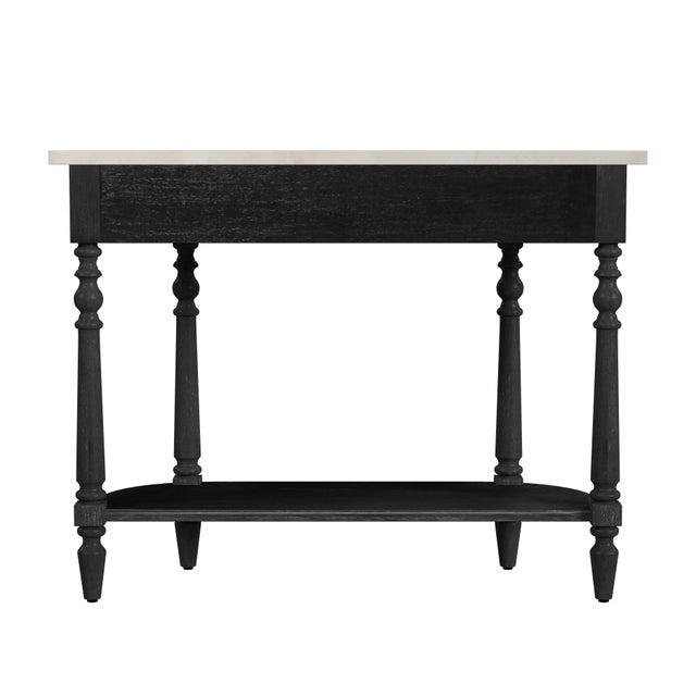 Danielle 40 in. W Rectangular Marble and Wood 1 Drawer Console Table with Lower Open Shelf, Washed Black For Sale In Chicago - Image 6 of 8