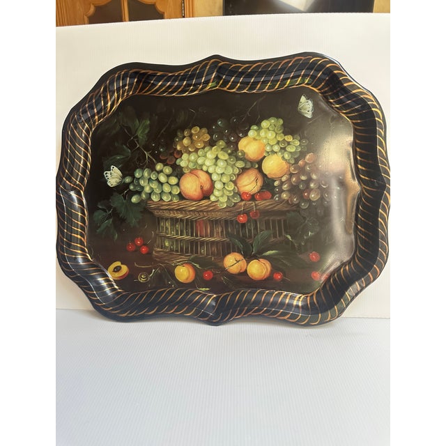 1990s Ian Logan London English Tole Serving Tray 22" X 17" Painting by Mimi Roberts For Sale - Image 18 of 18