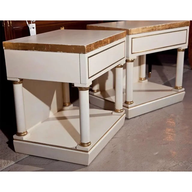 Hollywood Regency White Hollywood Regency Nightstands - A Pair For Sale - Image 3 of 6