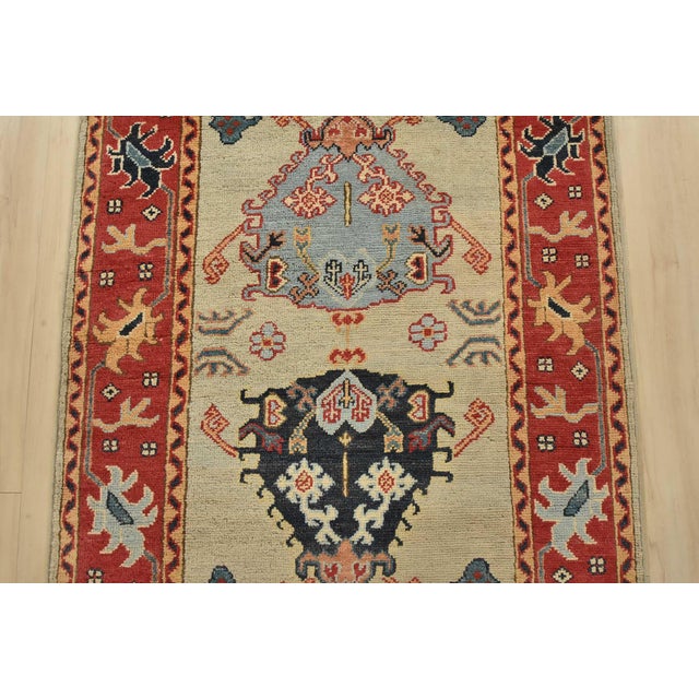 2020s Kazak Runner 2’10” X 9’7” Gray Wool Tribal Hand-Knotted Oriental Rug For Sale - Image 5 of 14