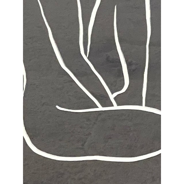 1970s Framed Minimalist Abstract White Line Figure Artwork on Black Background. For Sale - Image 9 of 10