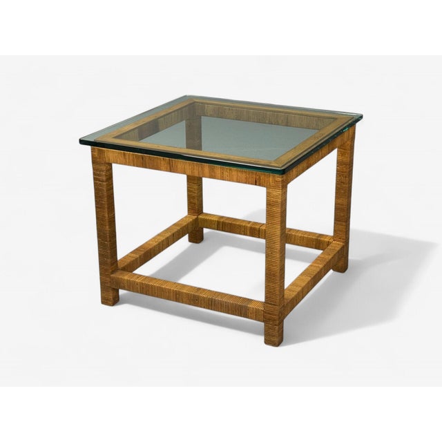 Bielecky Brothers, Modern Side Tables, Cane Wrap, Glass, Usa, 21st C. For Sale - Image 4 of 9