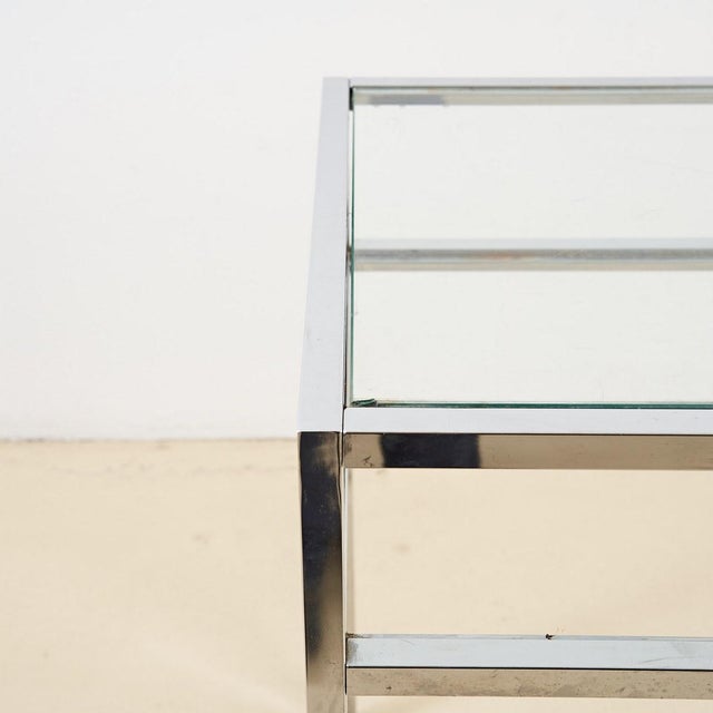 Chromed metal table with glass top height: 86 width: 120 depth: 60 style: vintage production period: 1970 -1979 design...