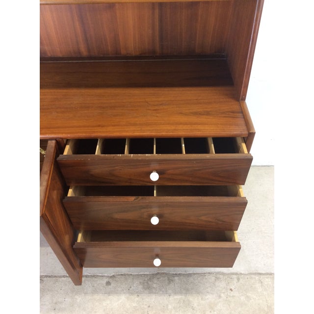 Wood Mid Century Modern Declaration by Drexel China Cabinet With Lights For Sale - Image 7 of 12