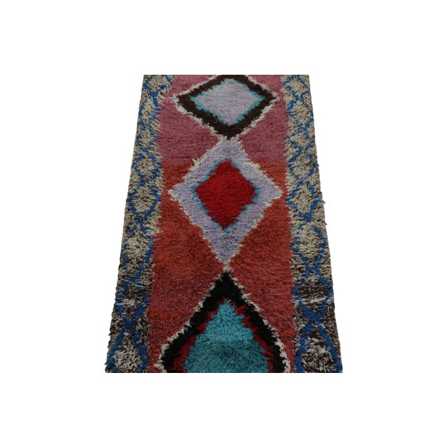Traditional 1950s Azilal Moroccan Rug in Red With Diamond Patterns by Rug & Kilim For Sale - Image 3 of 7