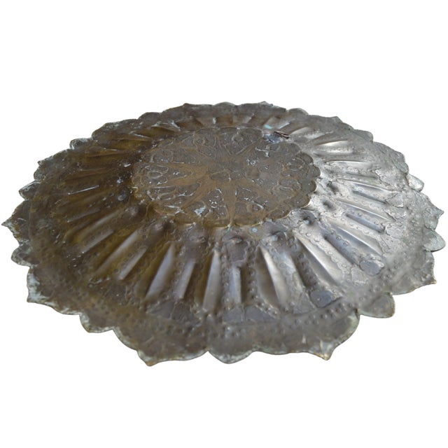 Brass Mid 20th Century Moroccan Moorish-Patterned Engraved Brass Tray For Sale - Image 8 of 9