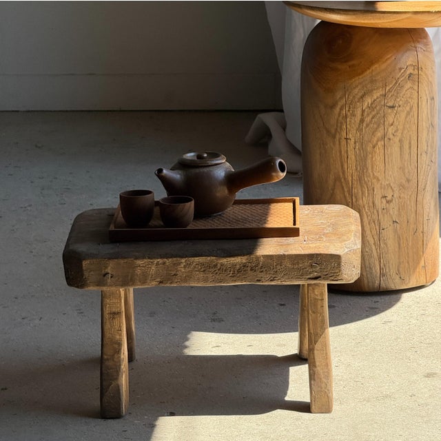 Wood Small Stool in Teak For Sale - Image 7 of 18