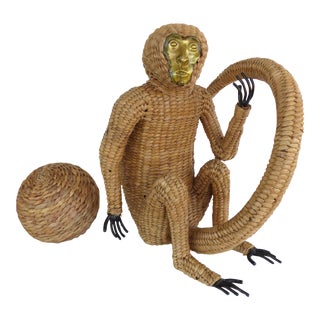 1970s Mario Lopez Torres Wicker Monkey For Sale