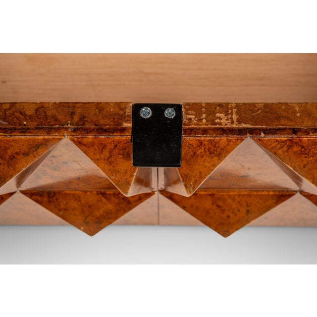 Set of Two (2) Futuristic Brutalist Italian Modern Sculptural Diamond Faced End Tables With Leather Tops, Italy, C. 1970s For Sale - Image 15 of 18