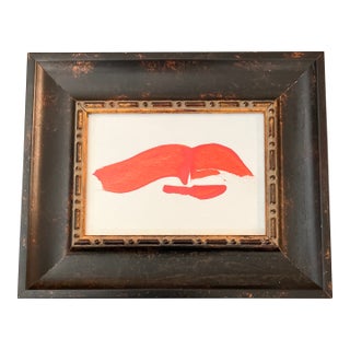 Contemporary “Flying Red Lips” Painting Framed For Sale
