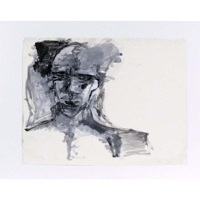 Abstract Expressionist Self Portrait in Black and Grey Dynamic self portrait by Michael William Eggleston (American, b....