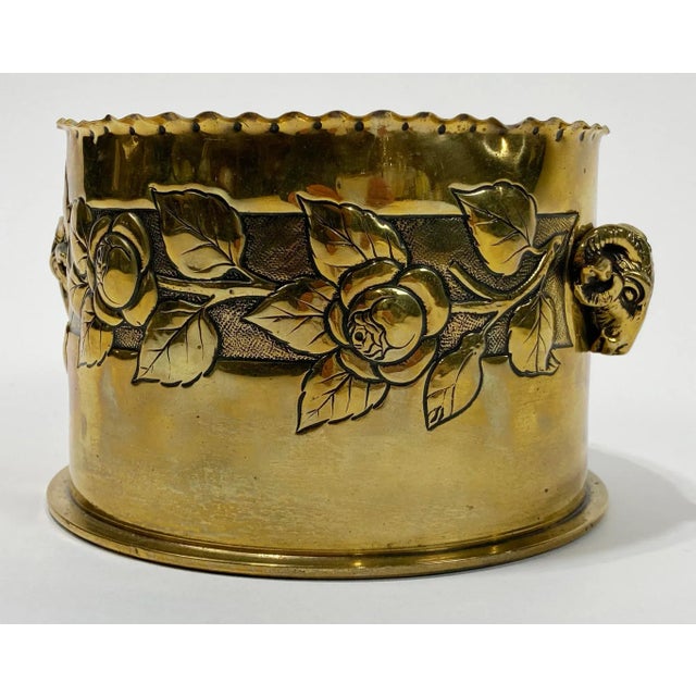 Figurative Antique Brass Trench Art Vessel Bowl For Sale - Image 3 of 9