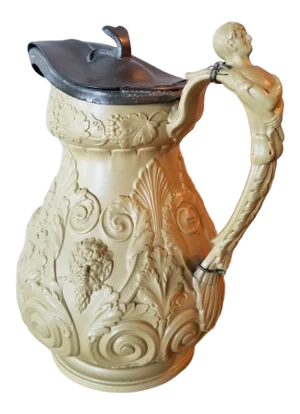 Antique Ridgway Pitcher With Pewter Mounts