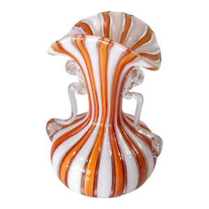 Mid-Century Italian Murano Orange and White Latticino Glass Miniature Vase
