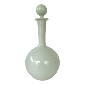 Mid-Century Milk Glass Bath Oil Bottle With Stopper 11”