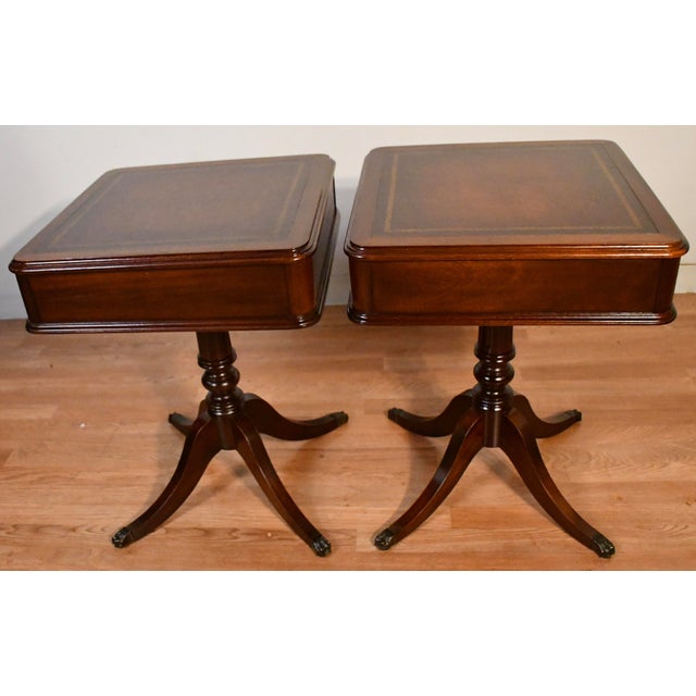 1930s Pair of English Regency Mahogany Side Tables / End Tables For Sale - Image 6 of 15