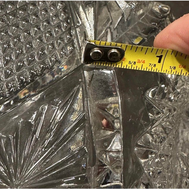 Antique Early American Brilliant Pressed Glass 14" Master Punch Serving Bowl Heavy 10lb With Manganese Glow For Sale In Seattle - Image 6 of 12