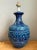 Mid-Century Modern Vintage Mid-Century Modern Blue Glazed Ceramic Lamp For Sale - Image 3 of 12