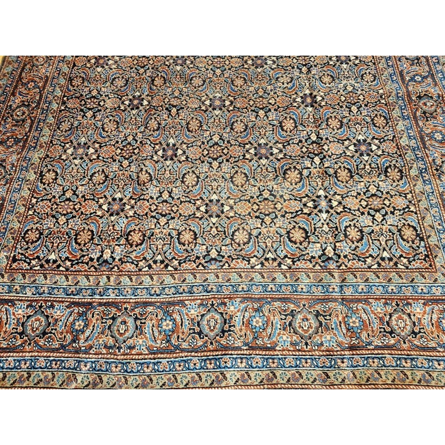 Antique Persian Tabriz, Rug, Handwoven Allover Herati Geometric Pattern, Ivory & Blue, 8’ X 12’ For Sale - Image 12 of 12