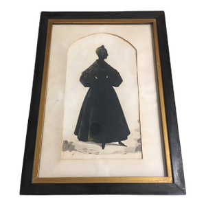 Silhouette of Young Woman With Unusual Shading 1830s Hairstyle and Dress