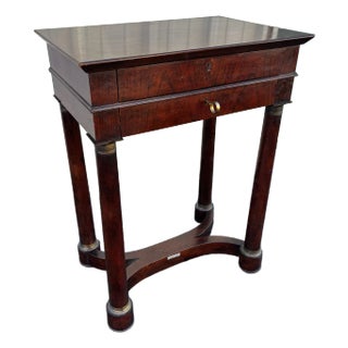 1970s Baker Furniture Empire Style Mahogany Two-Drawer Side End Table For Sale