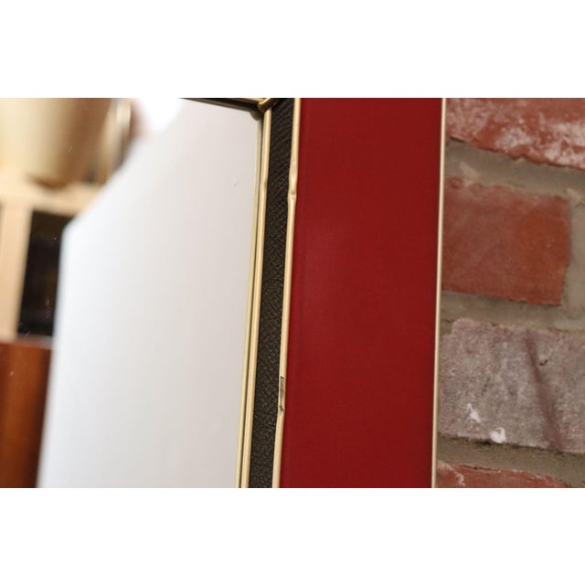 Vintage Umberto Mascagni Upholstered Wall Mirror With Leather and Brass Border For Sale - Image 9 of 18