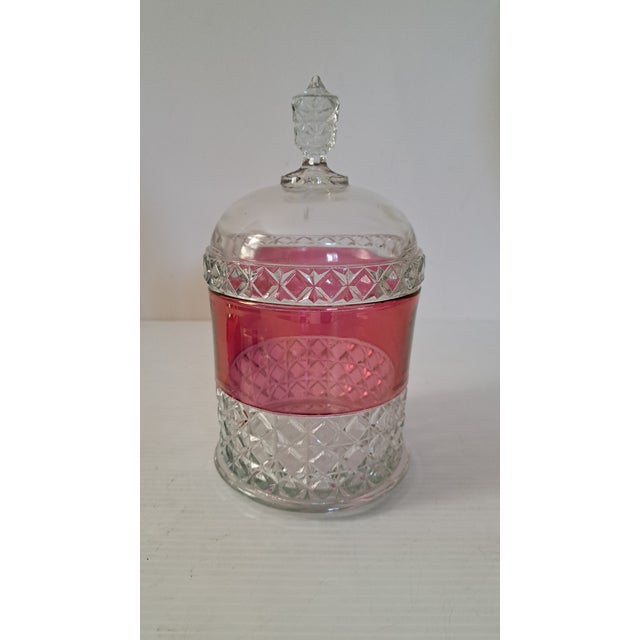 American Ripley & Co Eapg Mascotte Ruby Stain Jar Dated 1873 Early American Pattern Glass For Sale - Image 3 of 11
