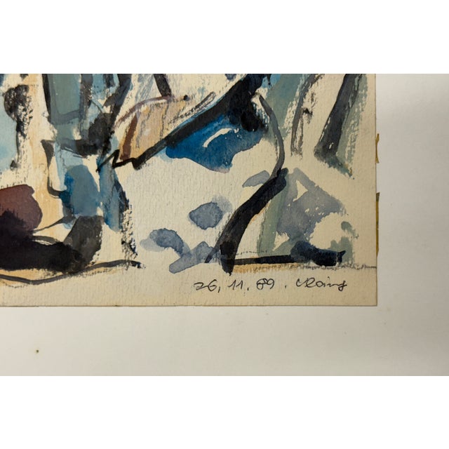 Helmut Dittmann, Abstract Composition in Blue and Grey, 1989, Paint on Paper For Sale - Image 3 of 6