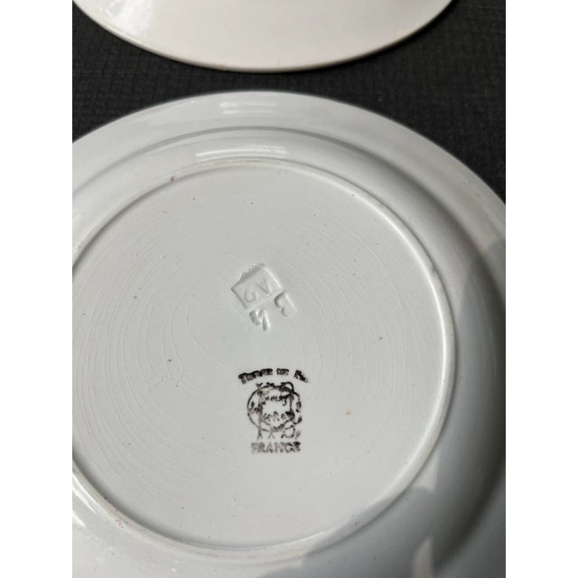 1930s French Hand-Painted Choisy Le Roi Terre De Fer Rooster Plates-Set of 2 For Sale - Image 4 of 7