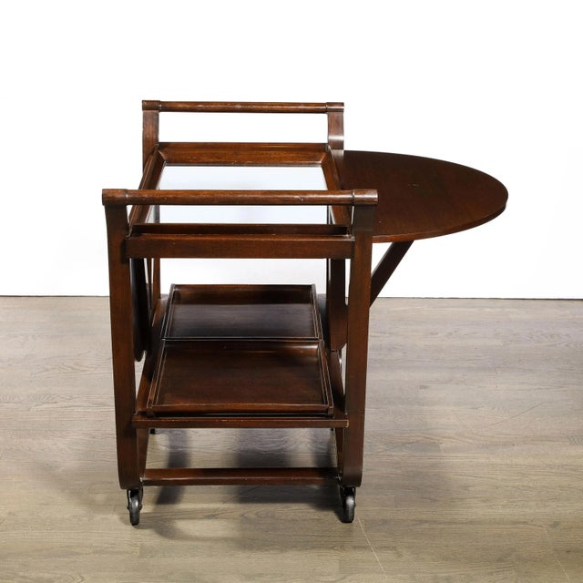 1950s Mid-Century Hand-Rubbed Walnut Drop Leaf Bar Cart by Edward Wormley for Dunbar For Sale - Image 5 of 12