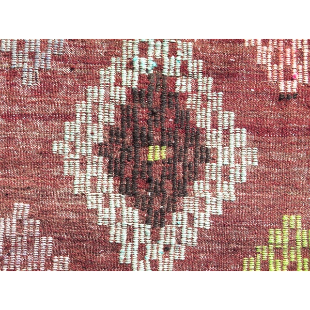 Textile Mid 20th Century Mid 20th Century Vintage Turkish Handmade Kilim Boho Area Rug For Sale - Image 7 of 11