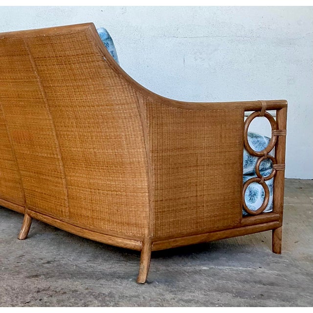 Wood Vintage McGuire Rattan Rings Sofa in Peter Fasano for John Roselli “Sconset” For Sale - Image 7 of 12