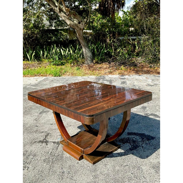 Coffee Vintage Deco Zebrawood Center Hall Table For Sale - Image 8 of 11