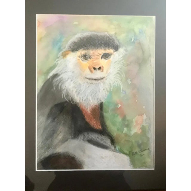 What a fun monkey painting to add to your wildlife decor! Combination watercolor and crayon Inside picture size;8x10 Wood...