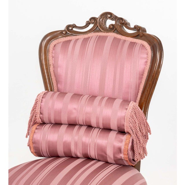 Wood Pair of Victorian Style Walnut Slipper Chairs For Sale - Image 7 of 11