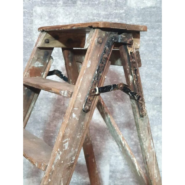 Vintage Wood Step Painters Ladder, 1970s For Sale - Image 6 of 14